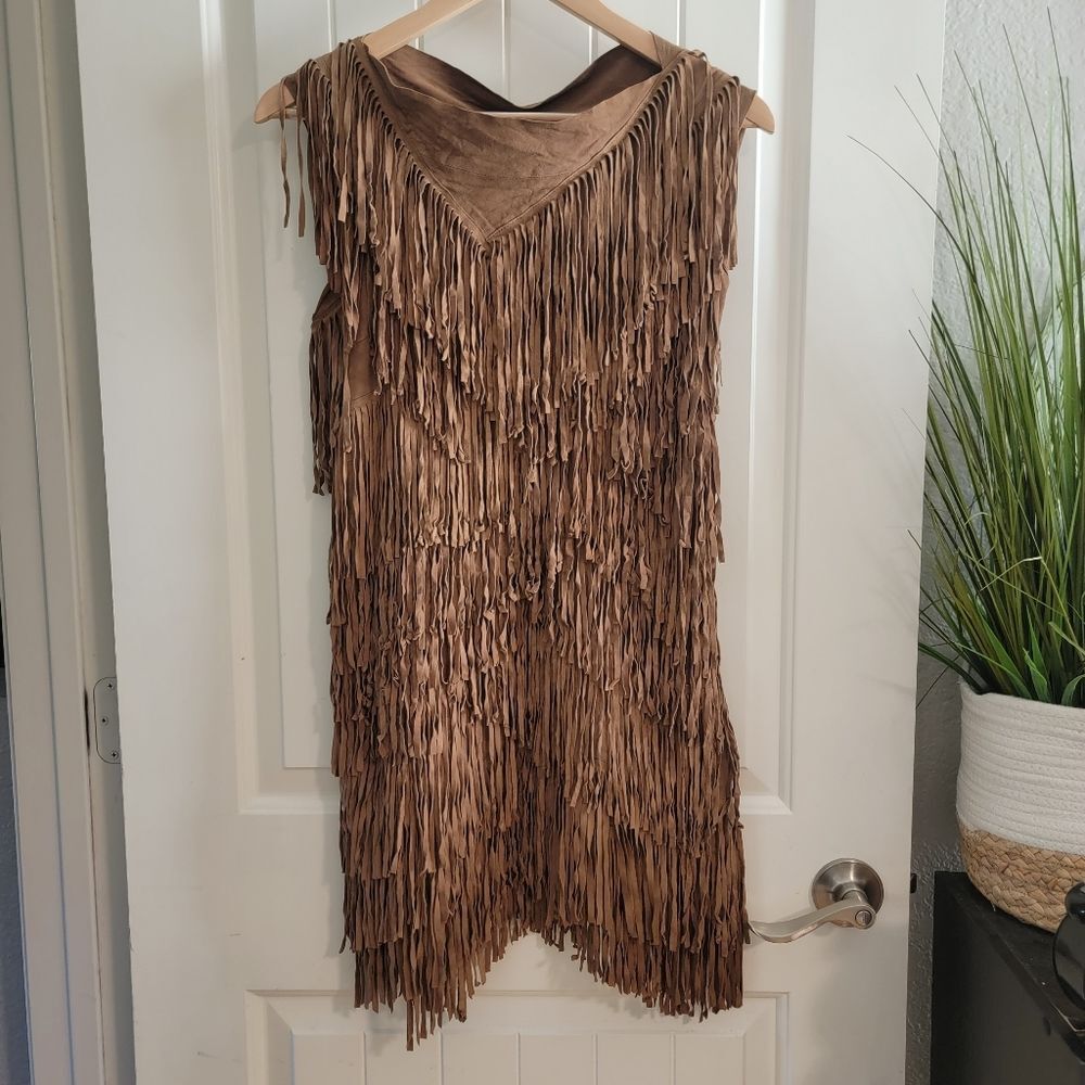 RARE AllSaints Spitalfields Lazuli Fringe Suede Dress – 100% Goat Suede US 4